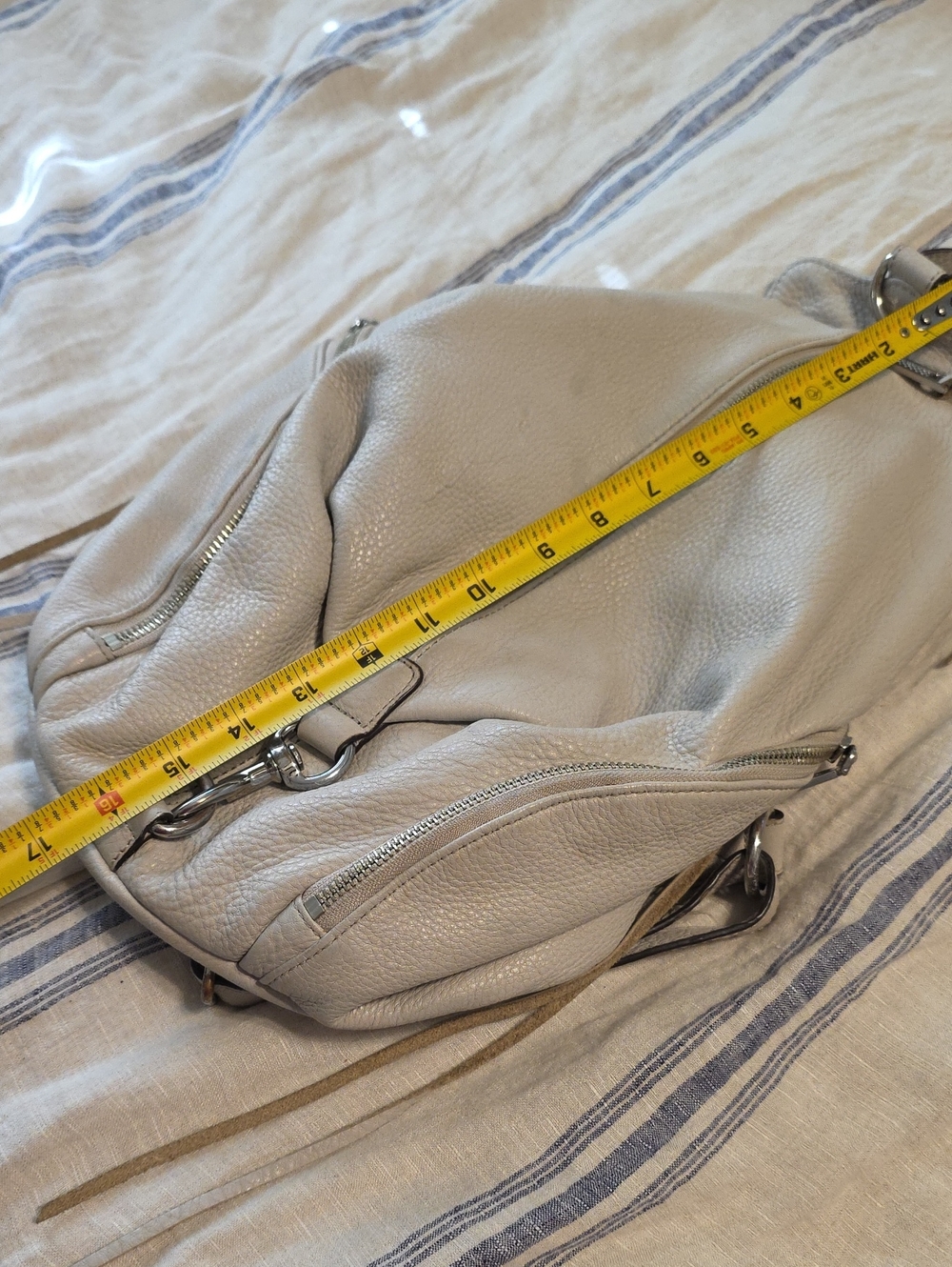 Rebecca Minkoff Cream Pebbled Leather Backpack with Silver Hardware - Picture 6 of 7